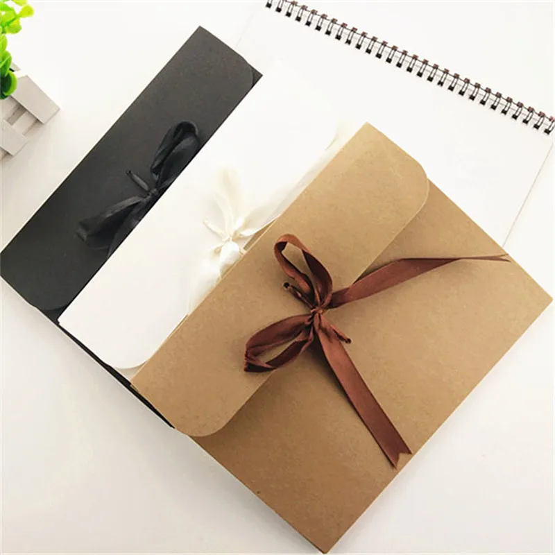 24*18*0.7cm White/Brown/black Kraft paper pocket bag Kerchief Handkerchief Silk scarf packing boxes card gift Envelope box