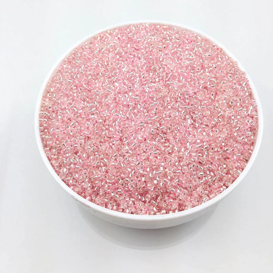 Lot 16g 1000pcs 2mm 12/0 Light Pink Silver Lined Round Loose Spacer Beads Cezch Glass Seed Beads Jewelry Making DIY Garment Bead