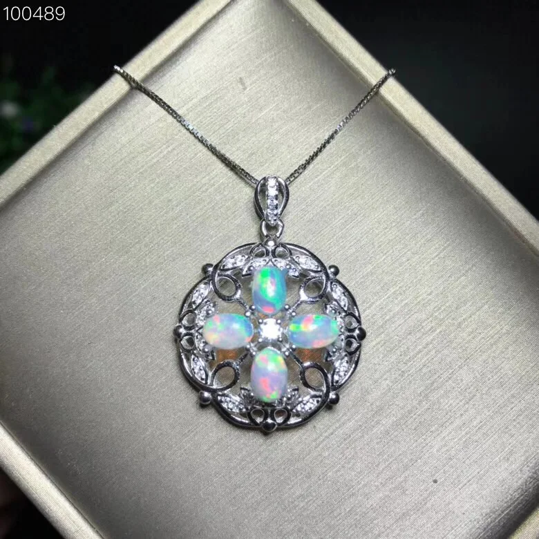 

Natural Opal Necklace, Australian Sapphire, Multi-Color, 925 Silver, Global Gem Factory Wholesale