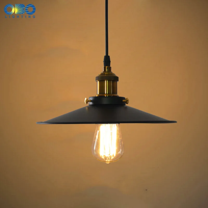 Vintage Pendant Lamp Black Lampshade Edison Lamp Base E27 Dining Hall/Bar Vounter/Cafe Indoor Lightings LED Pendant Lights