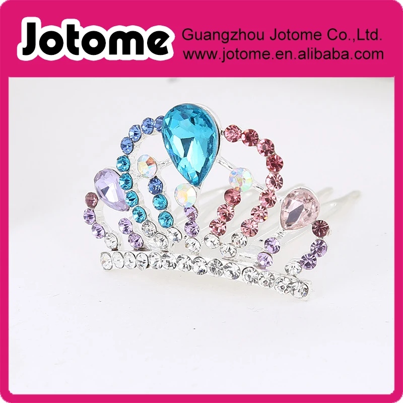 Princess Party Favor Crown Crystal Rhinestone Tiara Hair Comb Clip