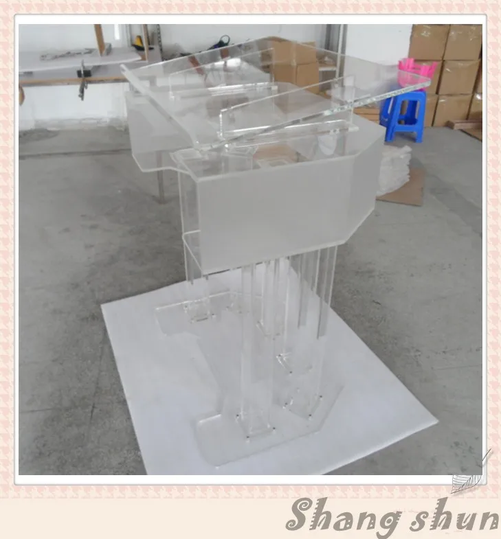 Grote Plexiglas Lessenaar Podium, Conferentie Lessenaar/Rostrum Acryl Lessenaar Podium, Moderne Kerk Podium, Kerk Clear Lessenaar