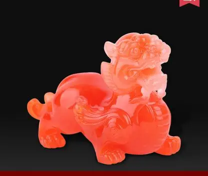 

Chinese mythical wild animal feng shui fortune resin red plutus 12x5x9cm handicraft,Office furnishings decoration gift a2433