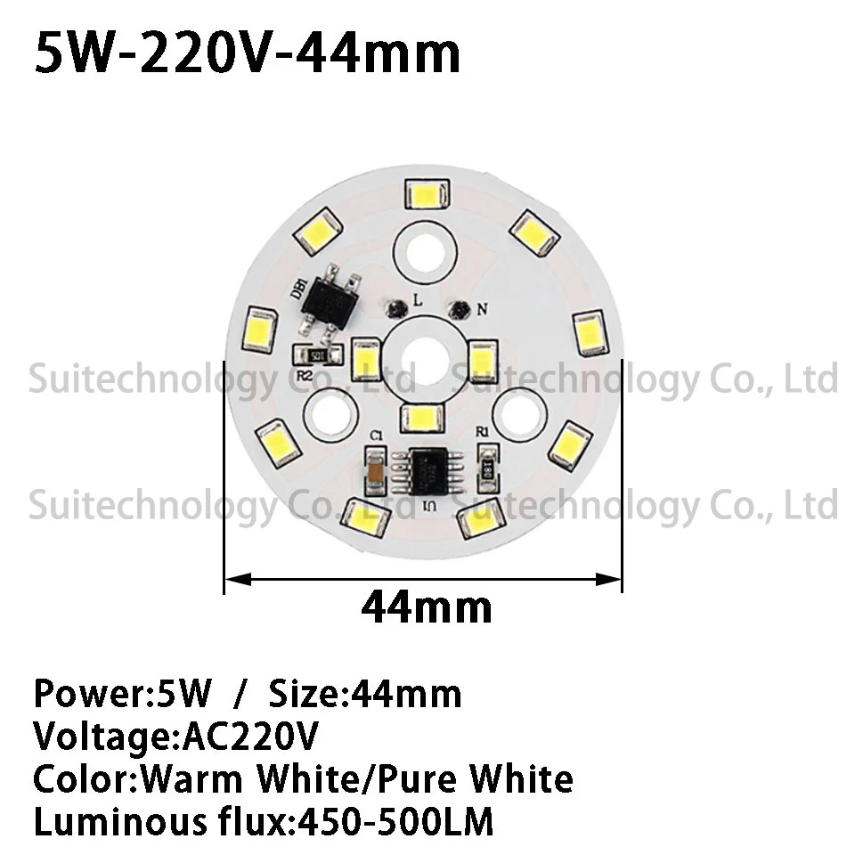 10pcs ac 220v LED Lamp Bulbs PCB Integrated Smart IC Driver 3w 5w 7w 9w 12w 15w 18w White & Warm White Light Board For Ceiling