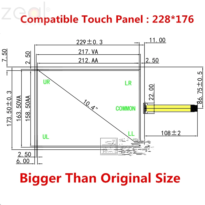 FOR 10.4 inch Berquist 5 Wires 104E-5RBA14 Touch Screen Compatible Size 228*176 Touch Panel Original Size 213*161 Touch Glass