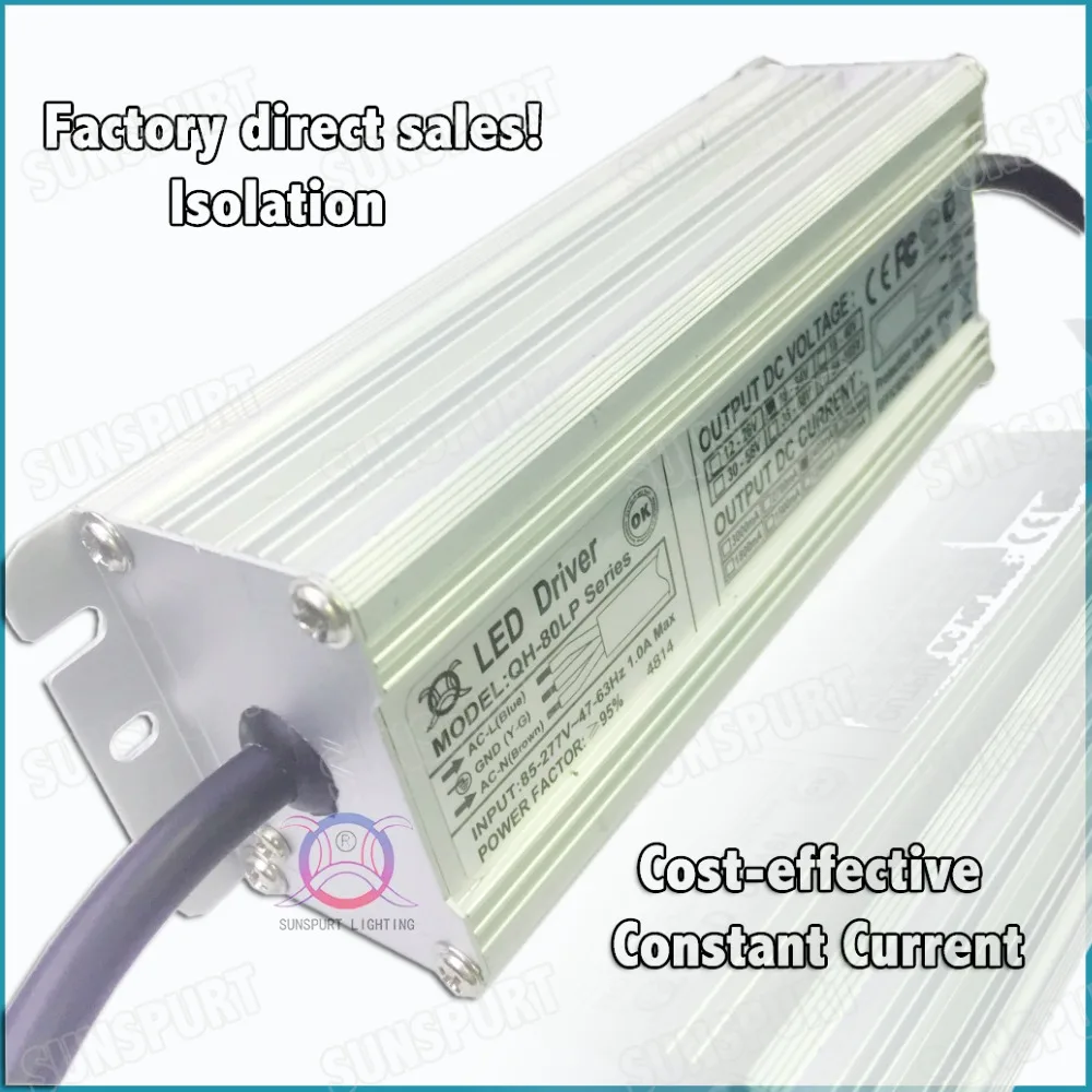 2 Pieces High PFC 80W AC85-277V LED Driver 6-10Cx8B 2.4A DC18-34V IP67 Waterproof Constant Current For Spotlights Free Shipping