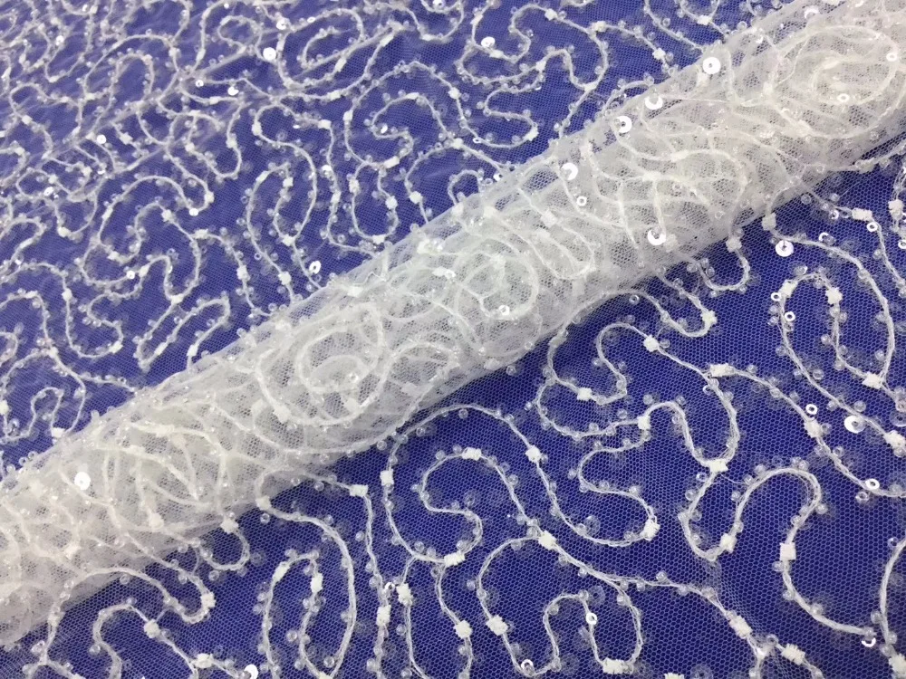 

5 yards mx901# offwhite beads sequin embroidery french lace for haute couture evening dress/wedding/fashion design,send by dhl