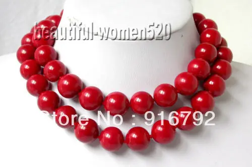 

biger 32" 12mm round red natural coral Necklace