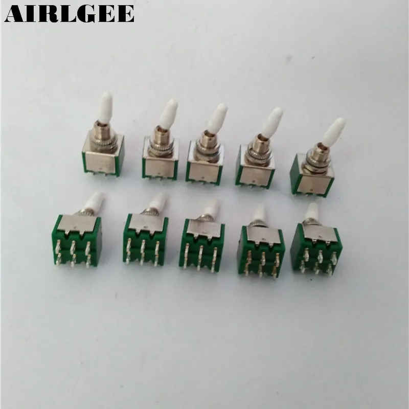 

AC250V 2A AC125V 6A панельный 6-контактный 2-позиционный блокирующий тумблер ВКЛ-ВКЛ DPDT 10 шт.