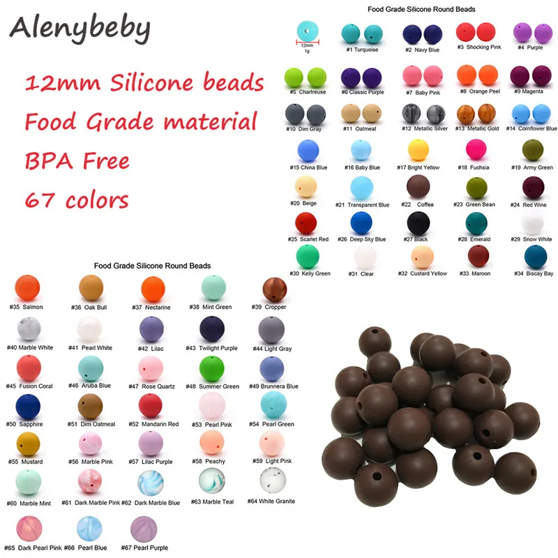 

40pcs 12mm Silicone Loose Round Beads Teether DIY Nursing Chewable Colorful Teething Necklace Infant Baby Pacifier Safe Teether