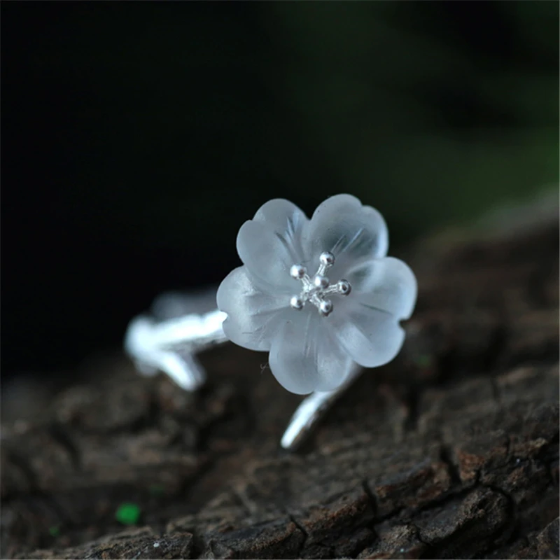 Lotus Fun Moment Real 925 Sterling Silver Handmade Fashion Jewelry Flower in the Rain Jewelry Set with Ring Earring Necklace