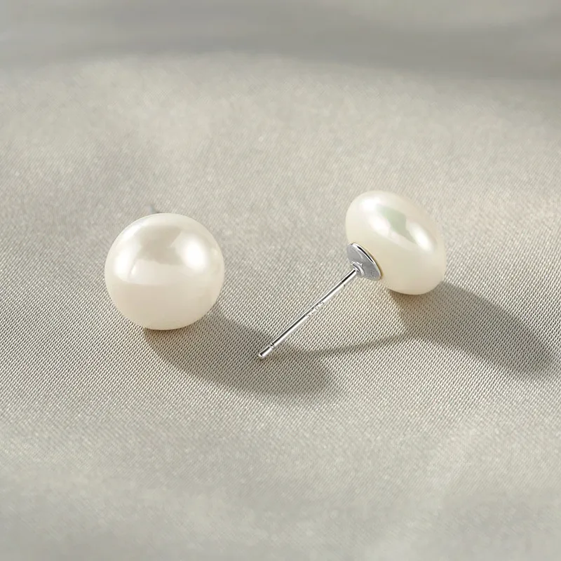 Pearl Stud Earring Simple Classic Design Round 10mm 12mm For Fashion Women 2022 New Year Jewelry Gifts