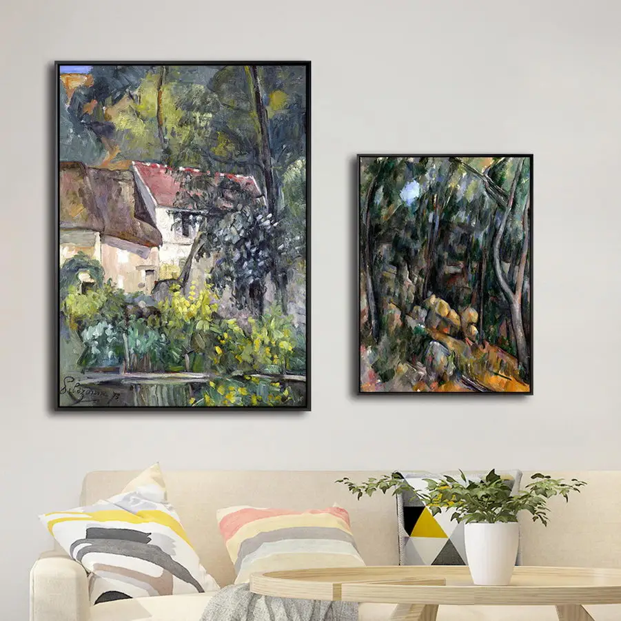 Home Decoration Print Canvas Art Wall Pictures Poster Canvas Printings French Paul Cezanne The House with The Cracked Walls