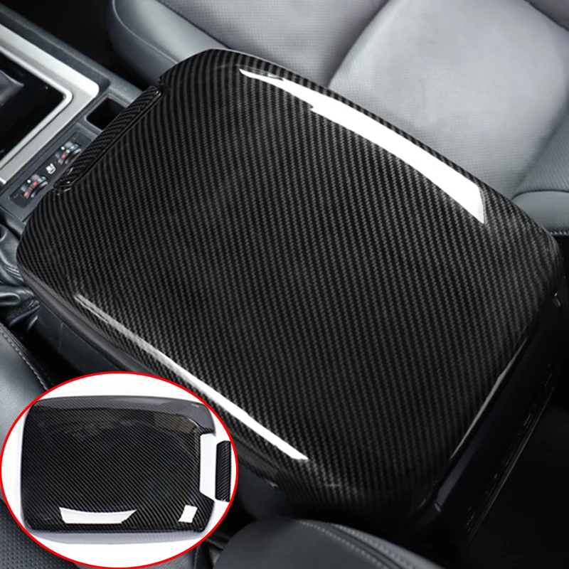 Car Styling 2pcs For Toyota Land Cruiser Prado FJ150 2010-2018 ABS Carbon fiber texture Armrest Cover Center Console Trim