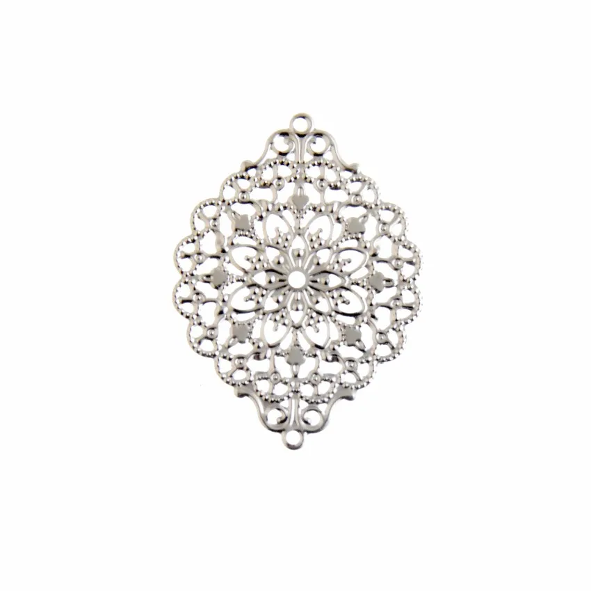 10Pcs Antique Bronze/Silver/Gold Color Filigree Wraps Connectors Metal Crafts Decoration DIY Findings 38x52mm
