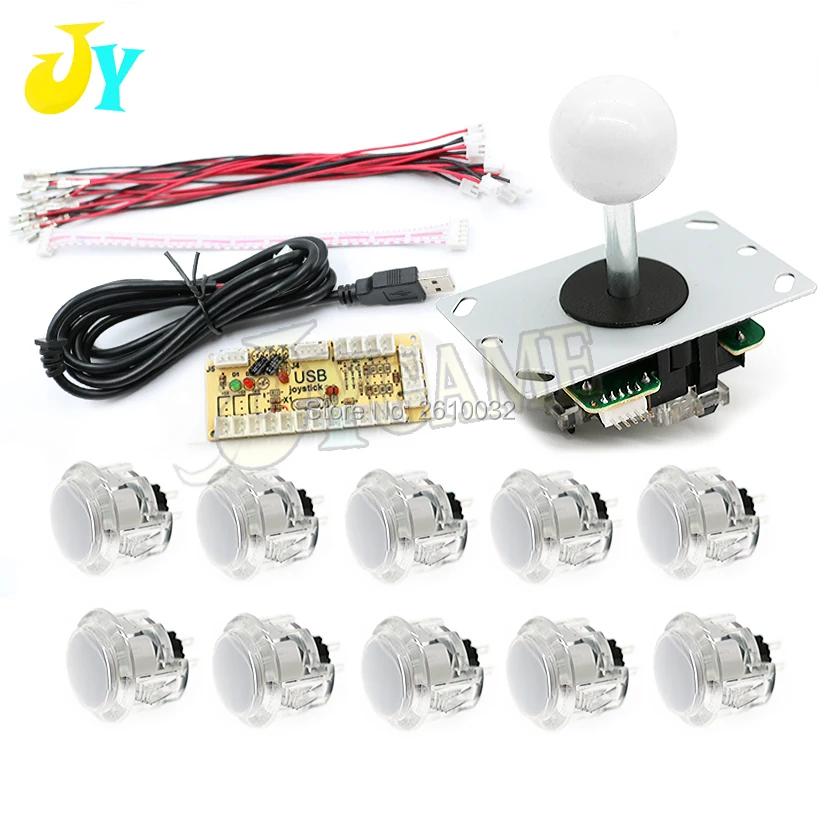 

Arcade Cabinet Mame DIY Kit 30mm Clear Push Buttons + Copy SANWA Joysticks + Zero Delay USB Encoder DIY SET