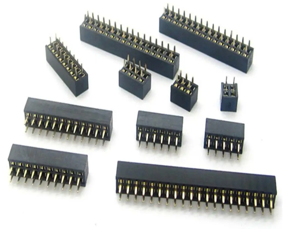 5pcs x 2x2/3/4/5/6/7/8/9/10/11/12/13/14/15/16/17/18/20/25/40Pin 2.0mm Double Row Stright Female Pin Header Strip PCB Connector