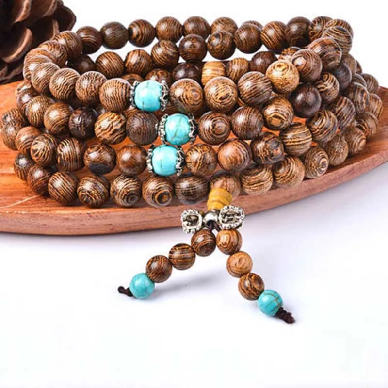 Pulseras 108 Beads 6mm Natural Sandalwood Buddhist Buddha Wood Prayer Bead Mala Unisex Men Bracelets & Bangles Jewelry Bijoux