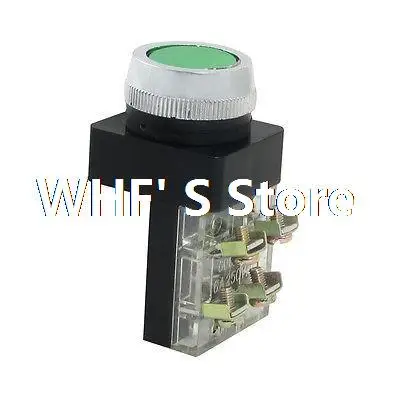 AC 600V 6A Green Sign Momentary Push Button Pushbutton Switch 1 NO N/O 1 NC N/C