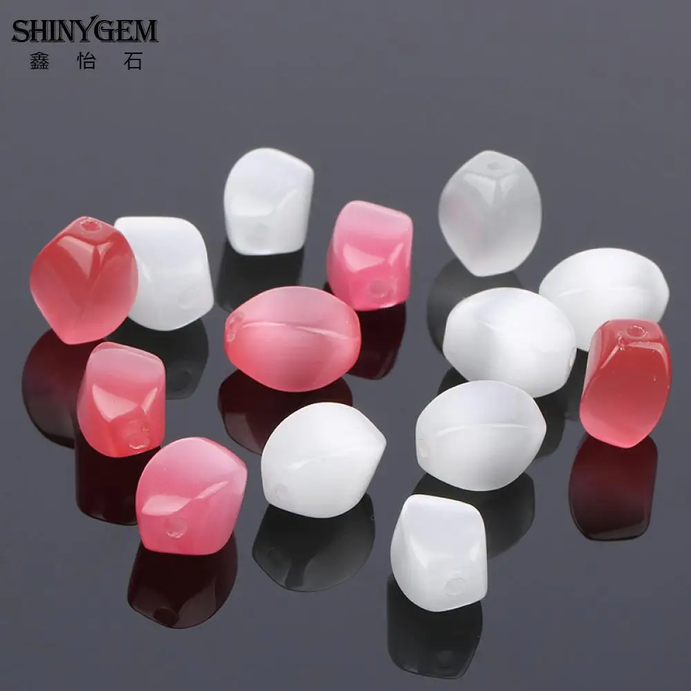 ShinyGem 8*12mm Natural Cat Eye Beads Charm Twisted Column White/Rose Minerals Gem Stone For DIY Jewelry Necklace Making 20pcs