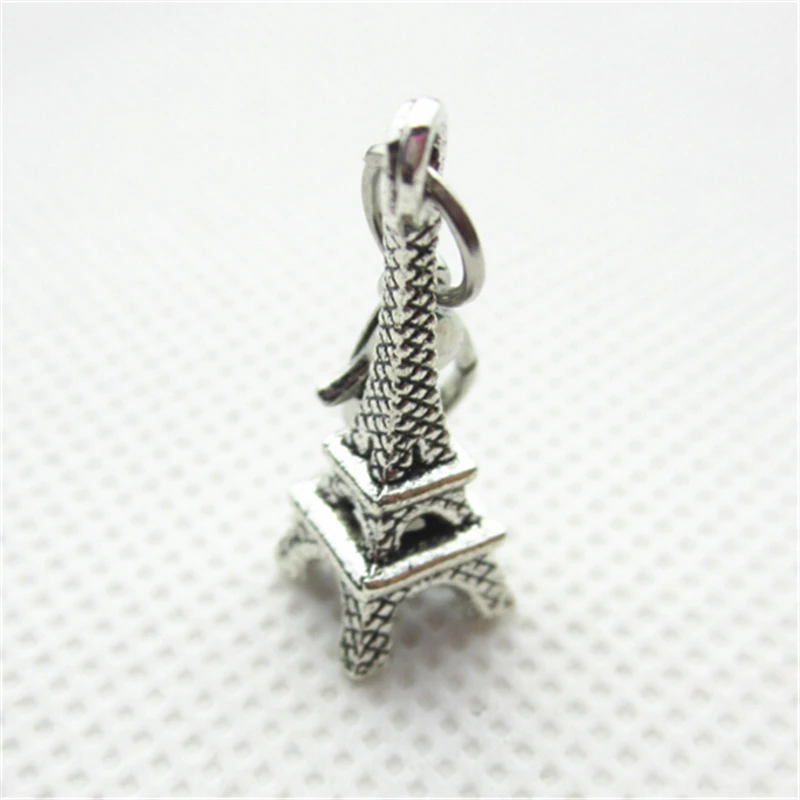 

Wholesale 50pcs Eiffel Tower Dangle Charms DIY Jewelry for Bracelets Pendants Lobster Clasp Floating Hanging Charms Accessory