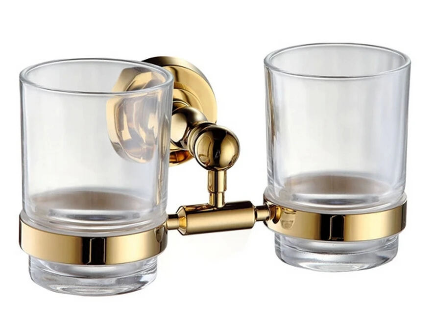 

Fashion gold Space brass Toothbrush Double Cup Holders Tumbler Holders GB001c-1