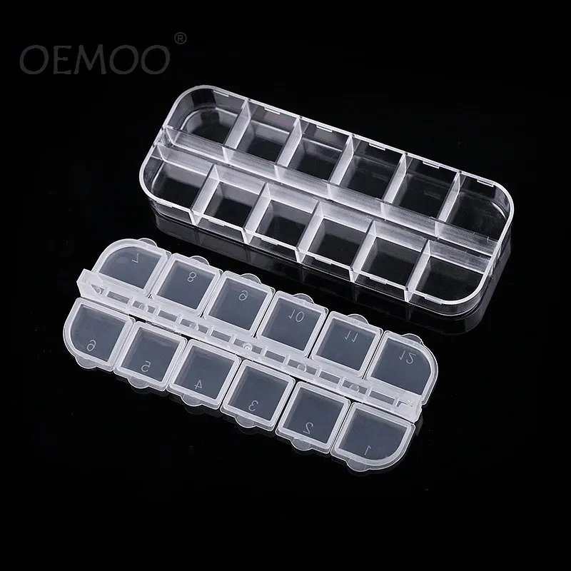 12 Detachable Clear Plastic Rhinestone Nail Art Tools Jewelry Display Storage Box Case Organizer Holder Beads