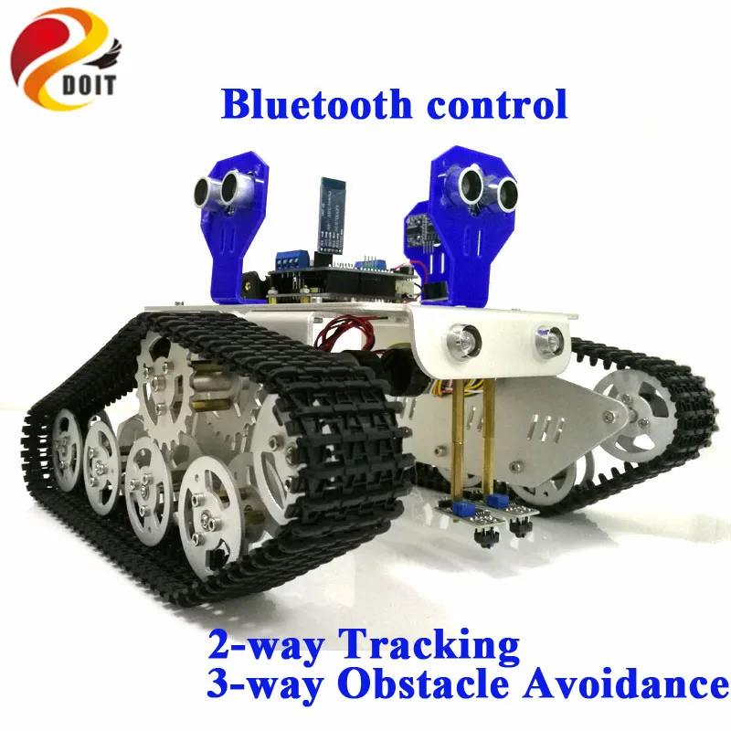 Bluetooth Control Smart Robot Tank Chassis with Arduino  Board+Motor Drive Shield for Tracking and Obstacle Avoidance