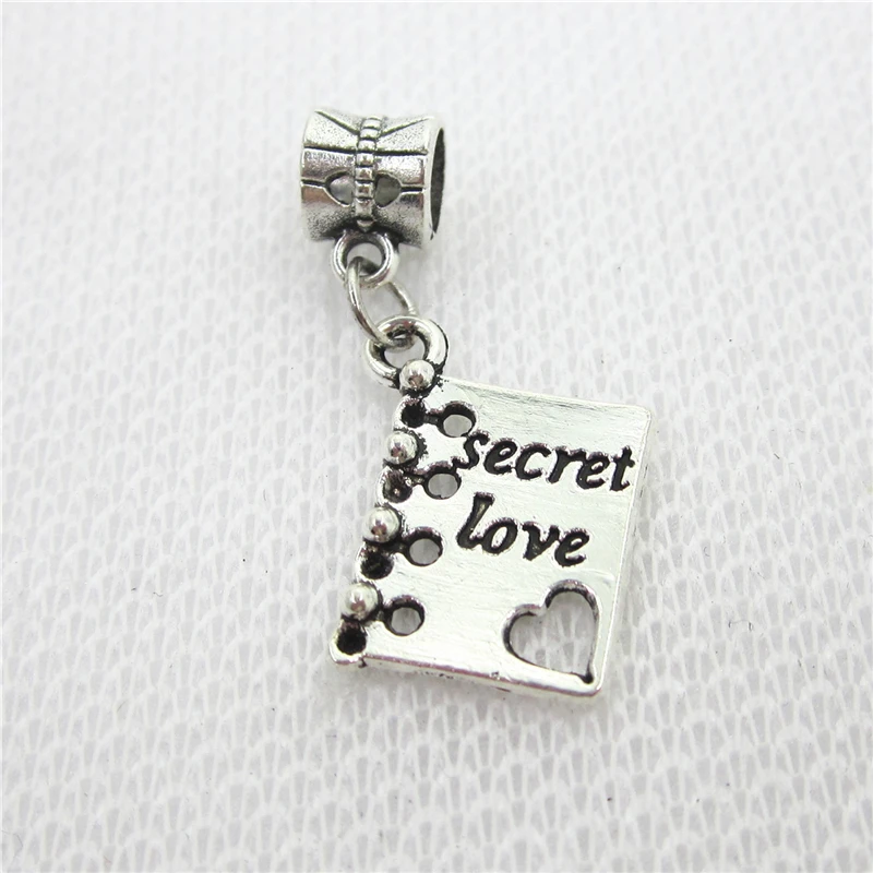 

20pcs/lot Secret Love book charms Big Hole European Beads dangle charms diy fashion bracelets jewelry accessory