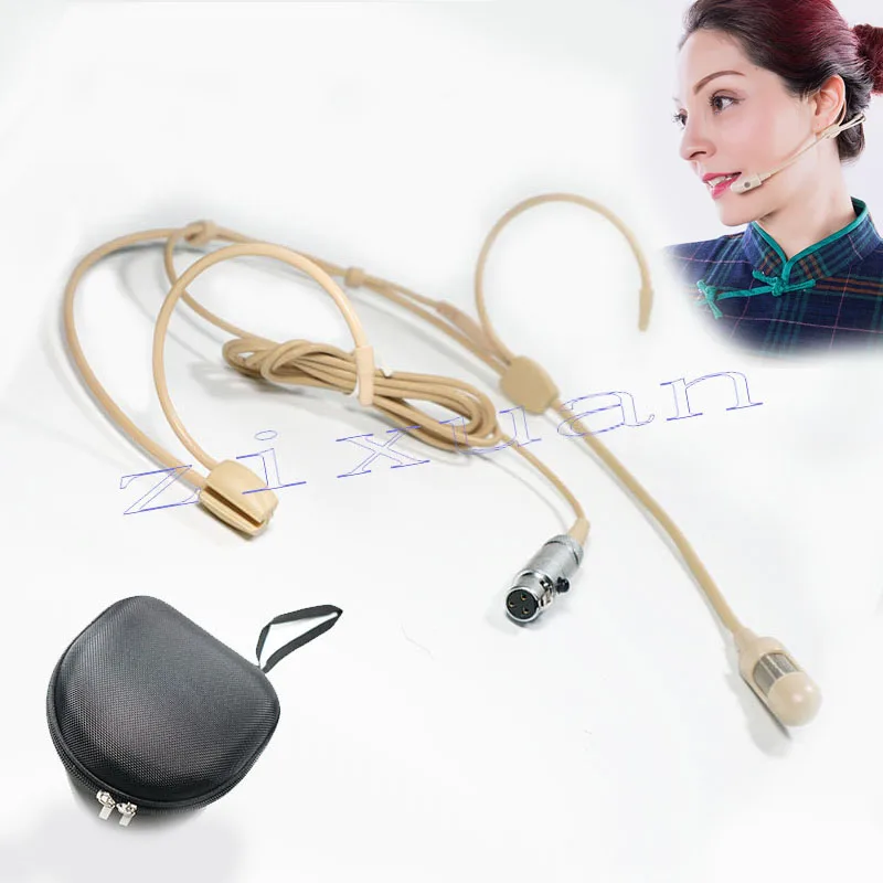 Classical Cardioid Wireless Headset Microphone for Samson AKG Gemini TA3F mini XLR 3Pin Stage Performance Mics Beige Mike