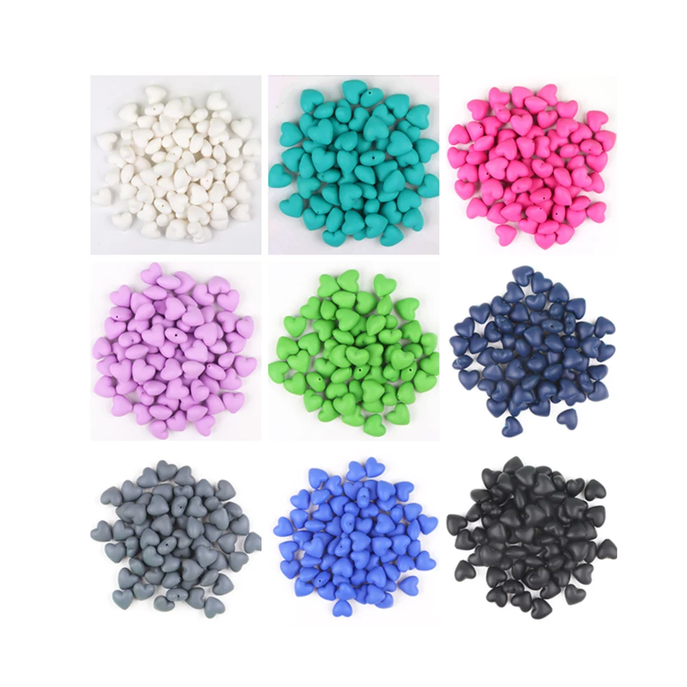 

TYRY.HU Silicone Beads 50pc Heart Shape Baby Teething Jewelry Chew Necklace Accessories Food Grade Silicone 20*19*12MM