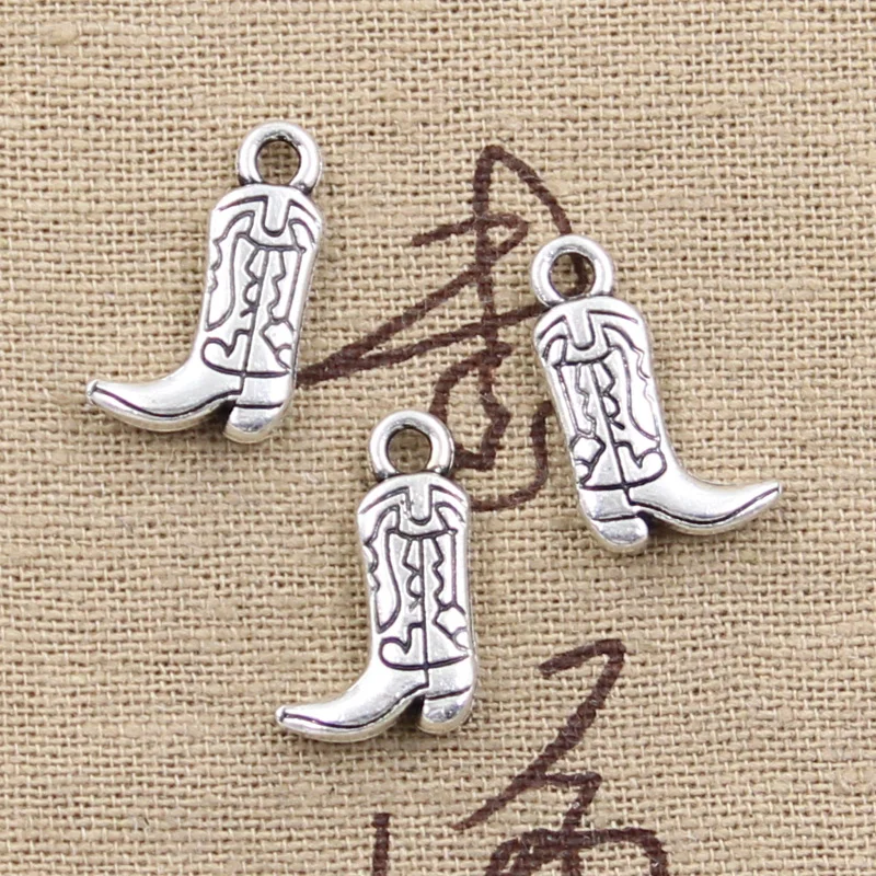 15pcs Charms Boots Shoes 18x11mm Antique Silver Color Plated Pendants Making DIY Handmade Tibetan Silver Color Jewelry