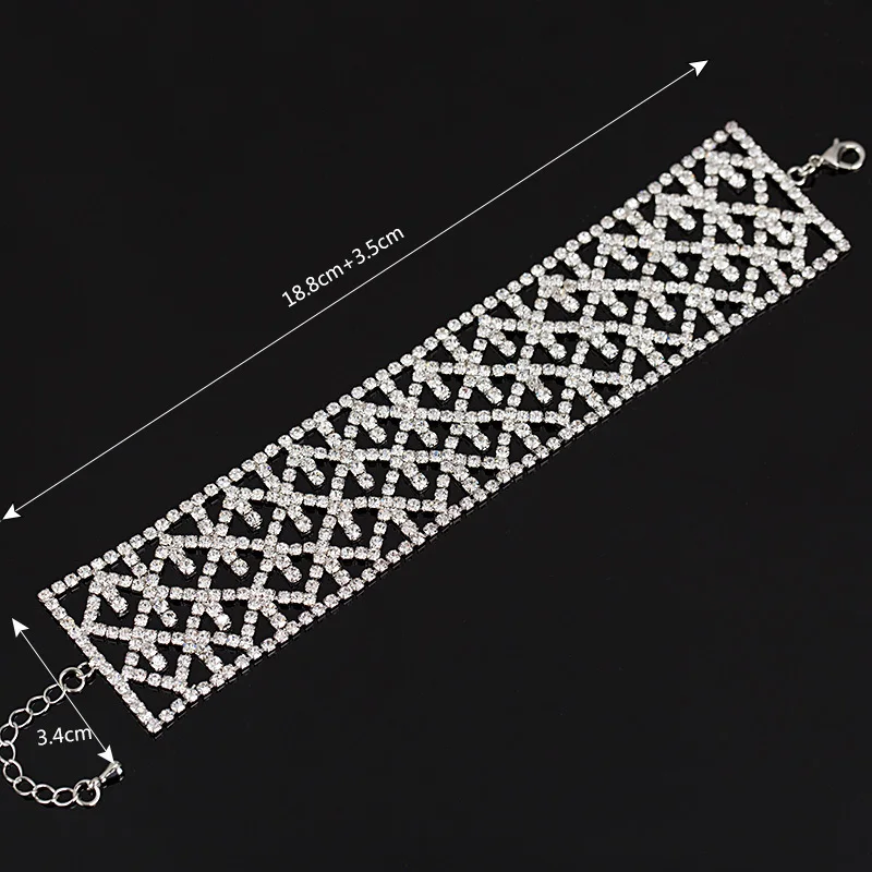 YFJEWE Wedding Bracelets & Bangles Silver Plated rhinestone Chain Luxury Austrian Crystal Bracelet Women Classic Jewelry B055