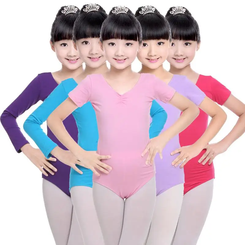 Girls Gymnastics Leotard Ballet Clothes Dance Wear Short Full Sleeve Leotards Cotton Bodysuit Kids Ballet Dancing Costume Suits