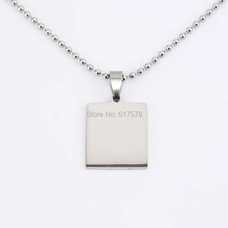 50pcs rectangle Pendant smooth both sides mirror polished shiny small brick Pendant stainless steel wholesale charms