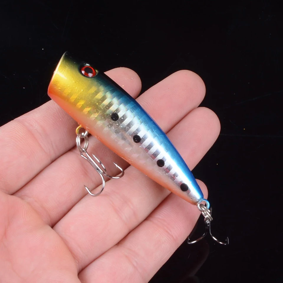 1pcs 6.5cm 9.7g Popper Wobbler Fishing Lure With 6# hooks Floating Crankbait Artificial Bait Popper Pesca 3D Eyes