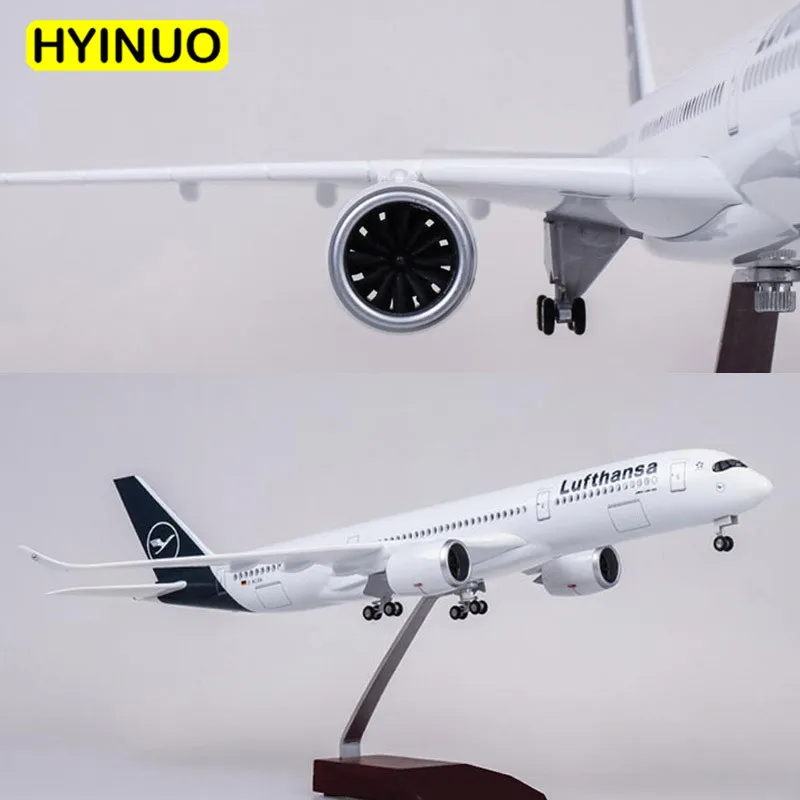 1/142 Scale 47CM Airplane A350 Lufthansa Airline Model W LED Light & Wheel Diecast Plastic Resin Plane For Collection