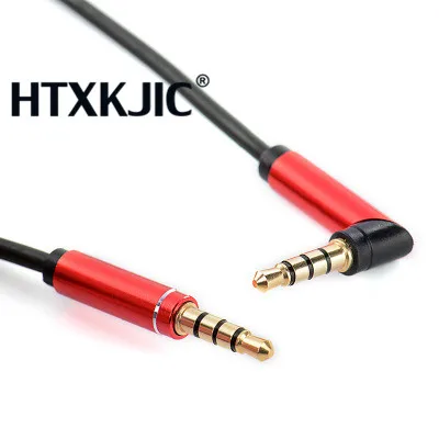 

1m 90 Degree Angled Short 4 pole 3.5mm to 3.5mm Audio Cable Plug jack 3.5 male to male Car Sound Wire headphone for phones