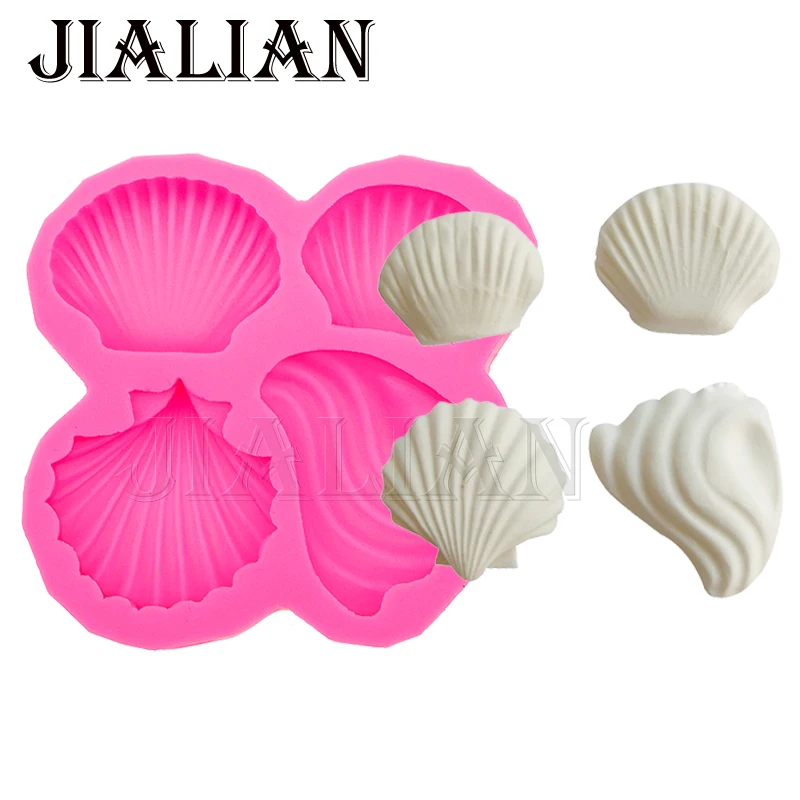 4 Hole Conch shell cooking tools fondant sugar mold silicone mold DIY cake decoration tools handmade soap mold T0547