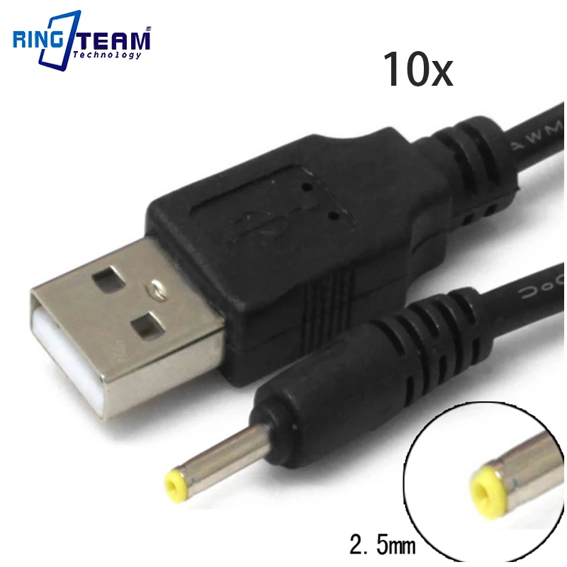 10 قطعة/الوحدة 2.5-يمشي على الأقدام USB تهمة كابل إلى DC 2.5*0.7 ملليمتر التوصيل/جاك ل مكعب اوندا صانعي فيدو PLOYER SMARTQ و فريلاندر اللوحي