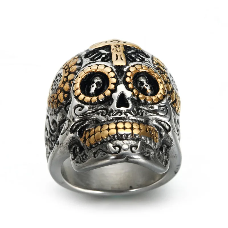 European and American retro stainless steel skull ring titanium steel men\'s ring jewelry