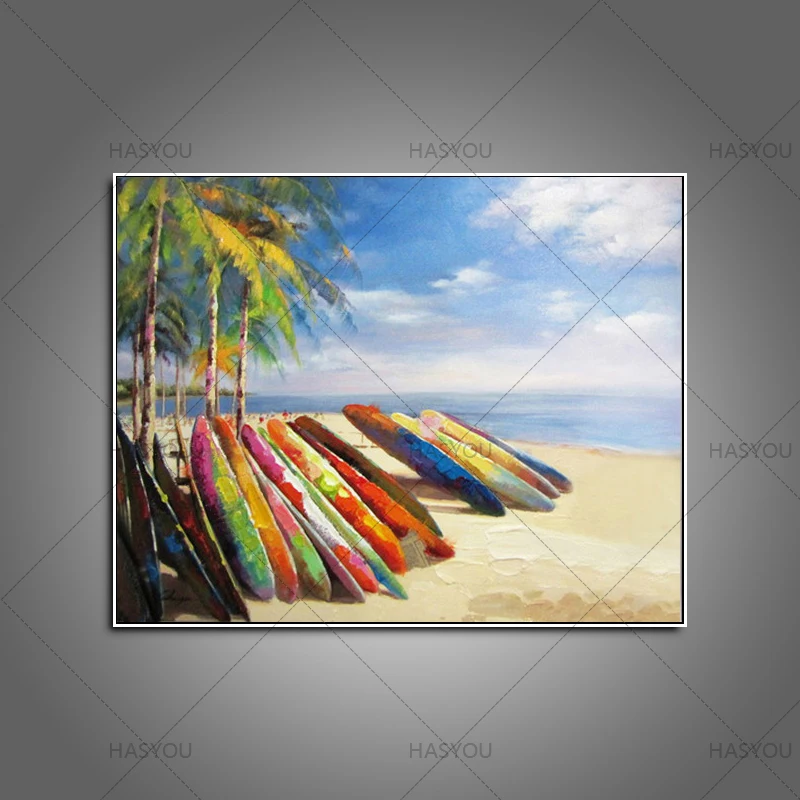 

Modern Art Abstract Landscape Abstract Beach Oil Painting On Canvas Handmade Modern Living Room Wall Decoration Surfing Art Work