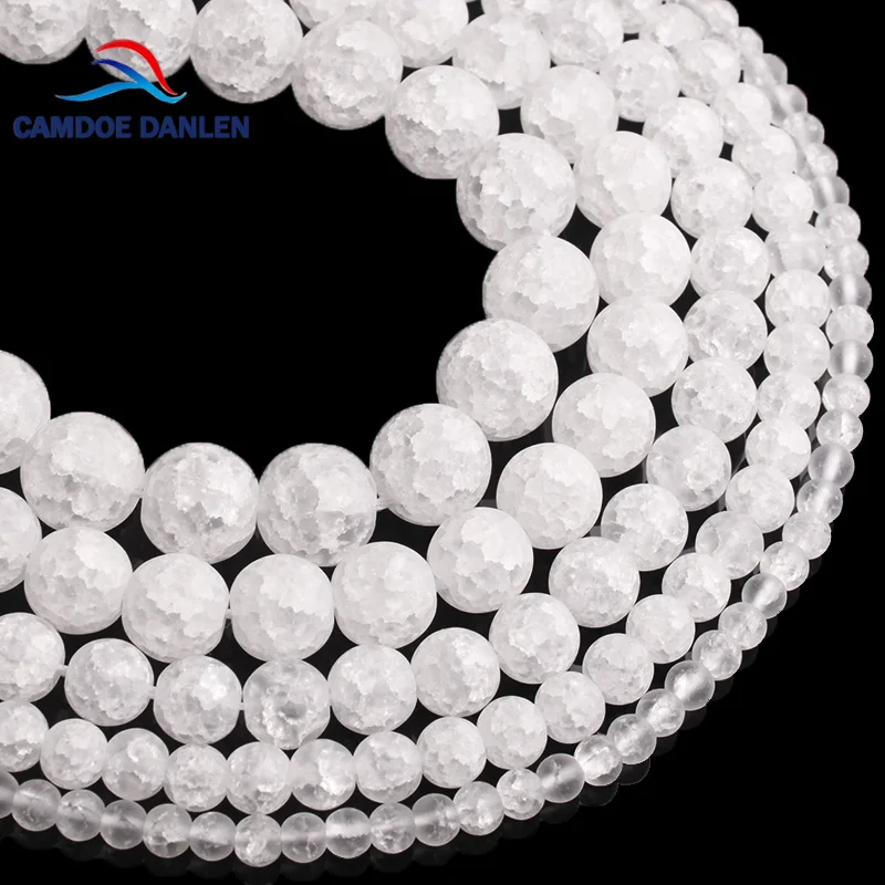 Круглые бусины CAMDOE DANLEN натуральный матовый камень, белые, с трещинами, 4, 6, 8, 10, 12 мм, для самостоятельного изготовления ювелирных изделий