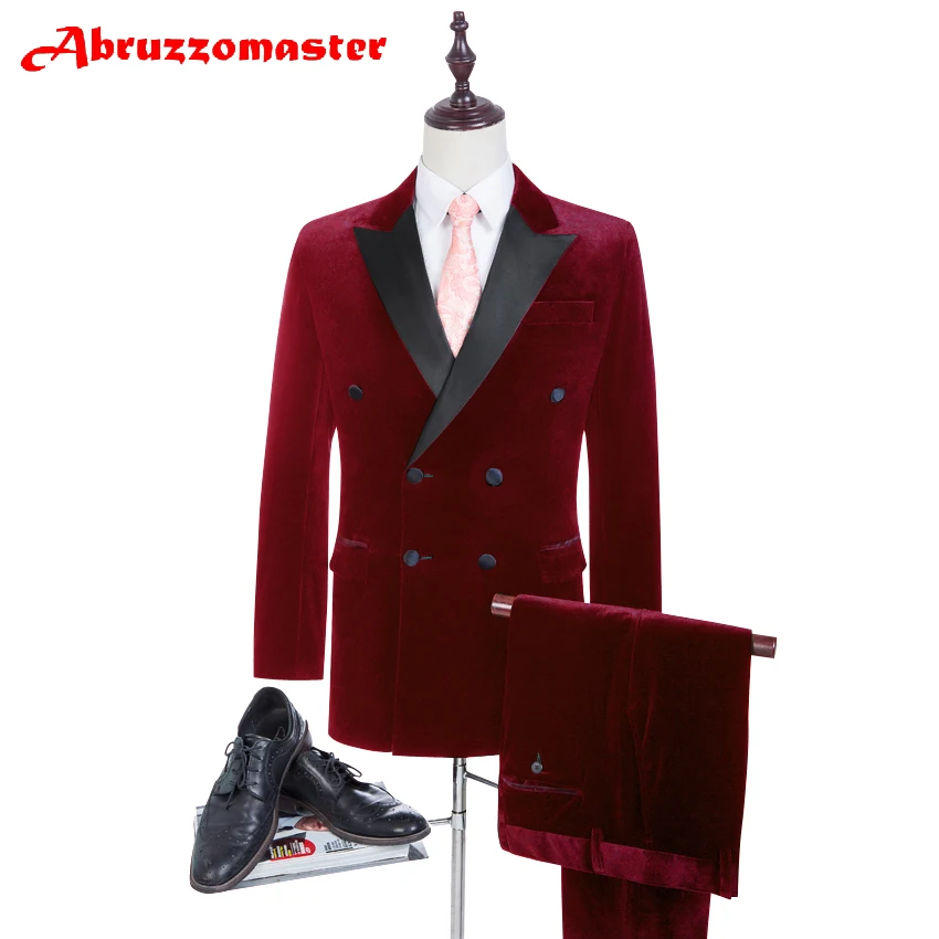 

Velvet Man Suit Velvet Man Blazers for Groomsman Suit Double Breasted Groom Tuxedos Tailored Suit Velevt Tuxedos Jacket+pants