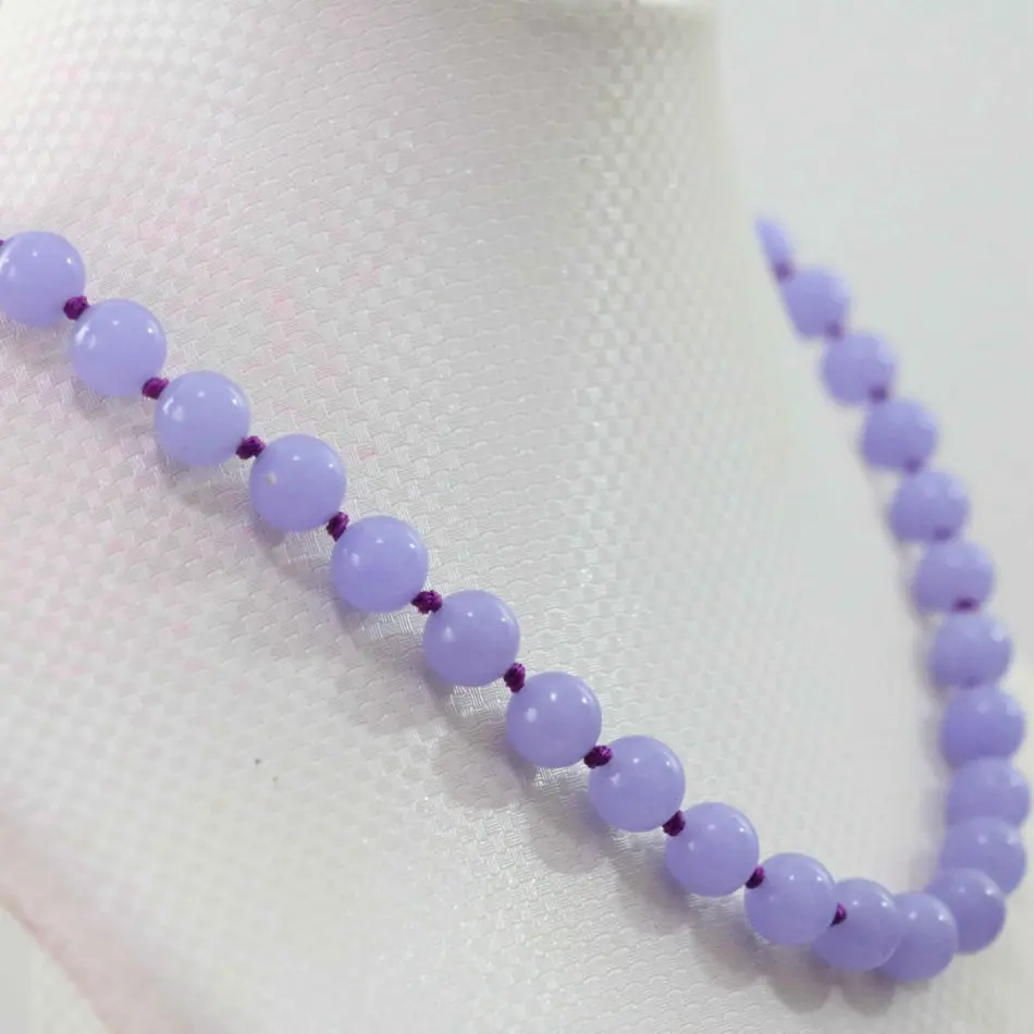 New purple violet stone chalcedony jades 8mm 10mm 12mm round beads fashion diy jewelry necklace 18\