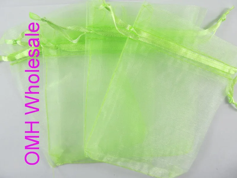 OMH wholesale 7x9,10x12,10x15,11x16,15x20,17x23,13x18cm 50pcs Fruit green Christmas Packaging bags jewelry voile gift bag BZ08-2