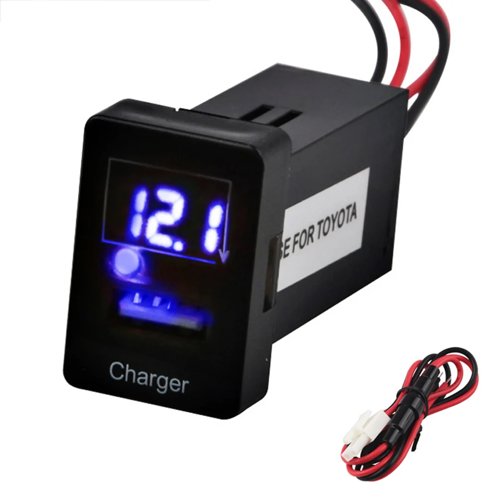 

For TOYOTA 5V 2.1A Phone Charger Car USB Port Dashboard Voltmeter Car Voltmeter Display Charger Adapter Cigarette Lighter USB