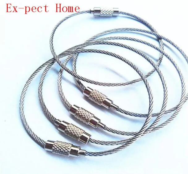 

Free shipping 2000 pcs/lot Top quality Stainless Steel Wire Keychain Cable Key Ring for Outdoor Hiking