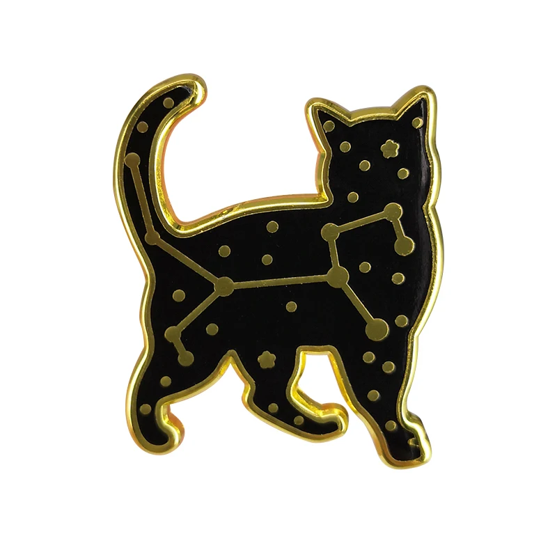 Celestial cat pin Felis constellation luxury zodiac constellation starry night badge