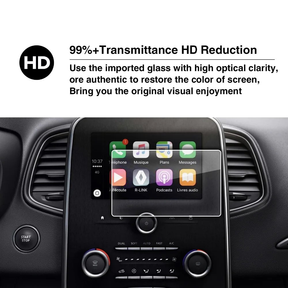 RUIYA Tempered Glass Screen Protector For Talisman/Renault Espace R-Link 2015 2016 2017 2018 Car Navigation Touch Center Display